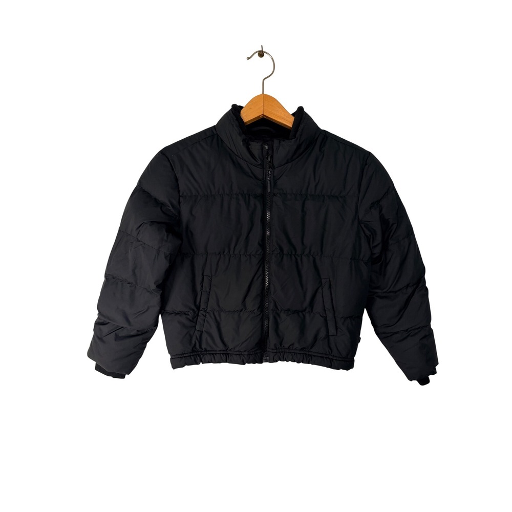Athleta Girls Black Down Puffer Jacket Full Zip Quilted Coat Size S/7 Packable